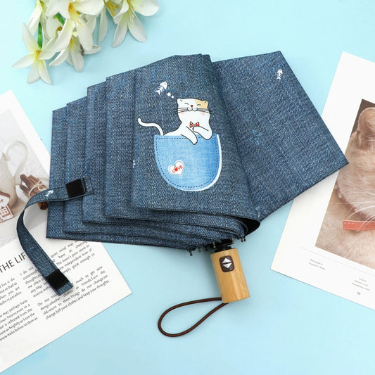 Cute kitten thickened folded small and portable umbrella