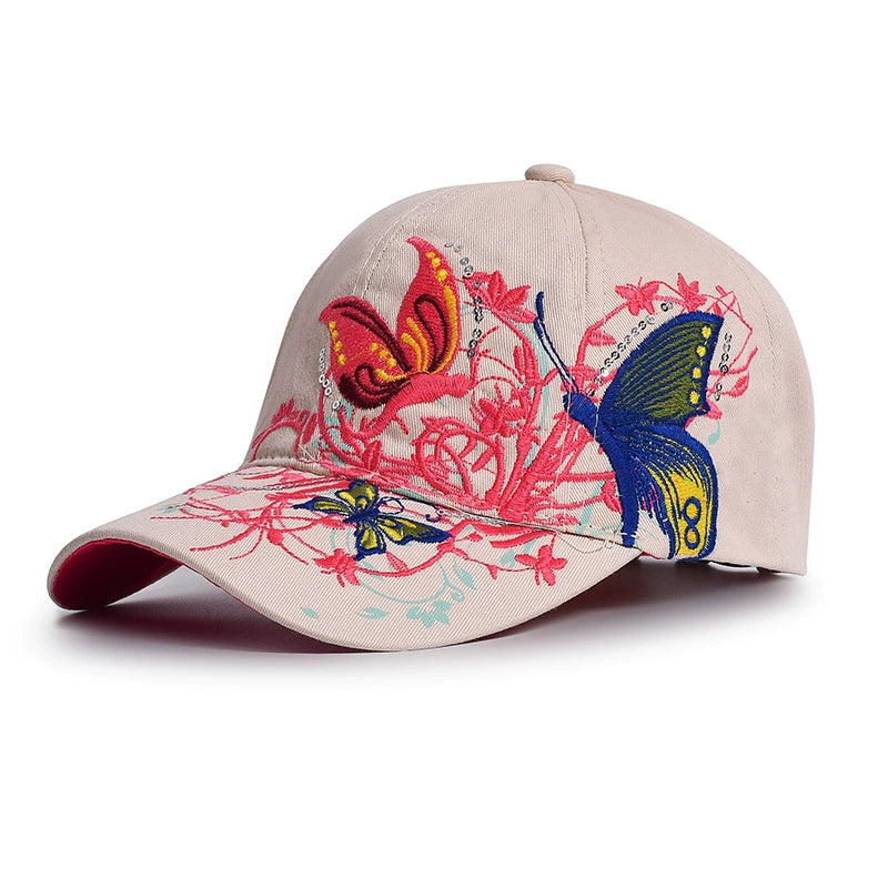 Women's Summer Style Butterfly Embroidered Cap