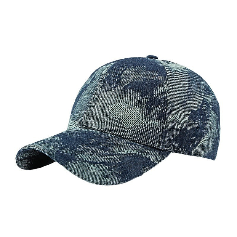 All Season washed denim baseball hard top ethnic jacquard cap