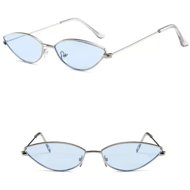 Cat-eye shape light sunglasses, metal small-frame colorful sunglasses