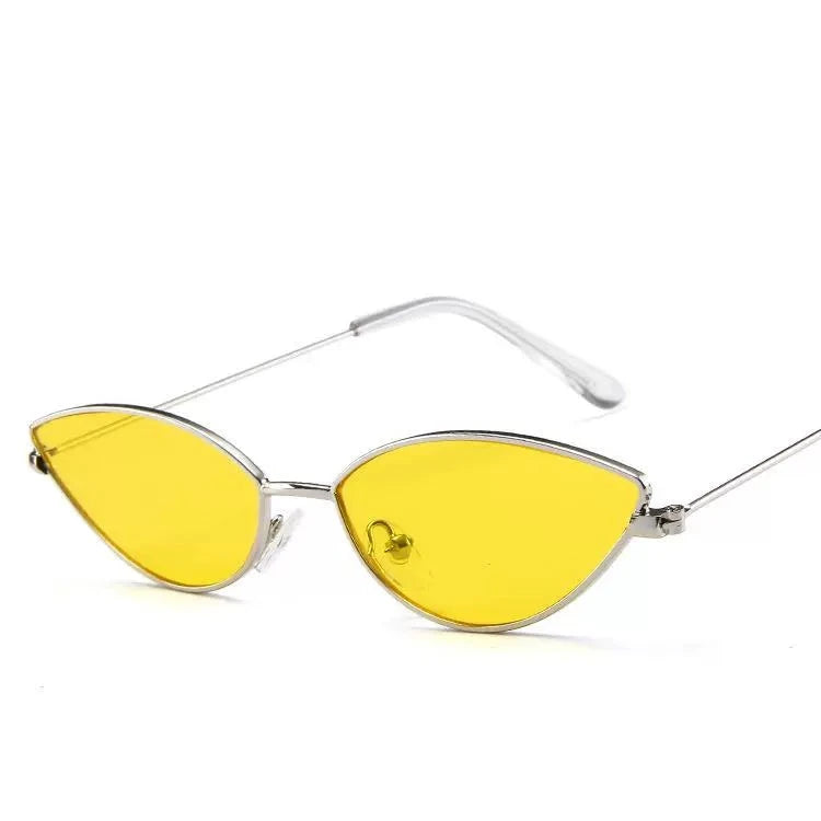 Cat-eye shape light sunglasses, metal small-frame colorful sunglasses