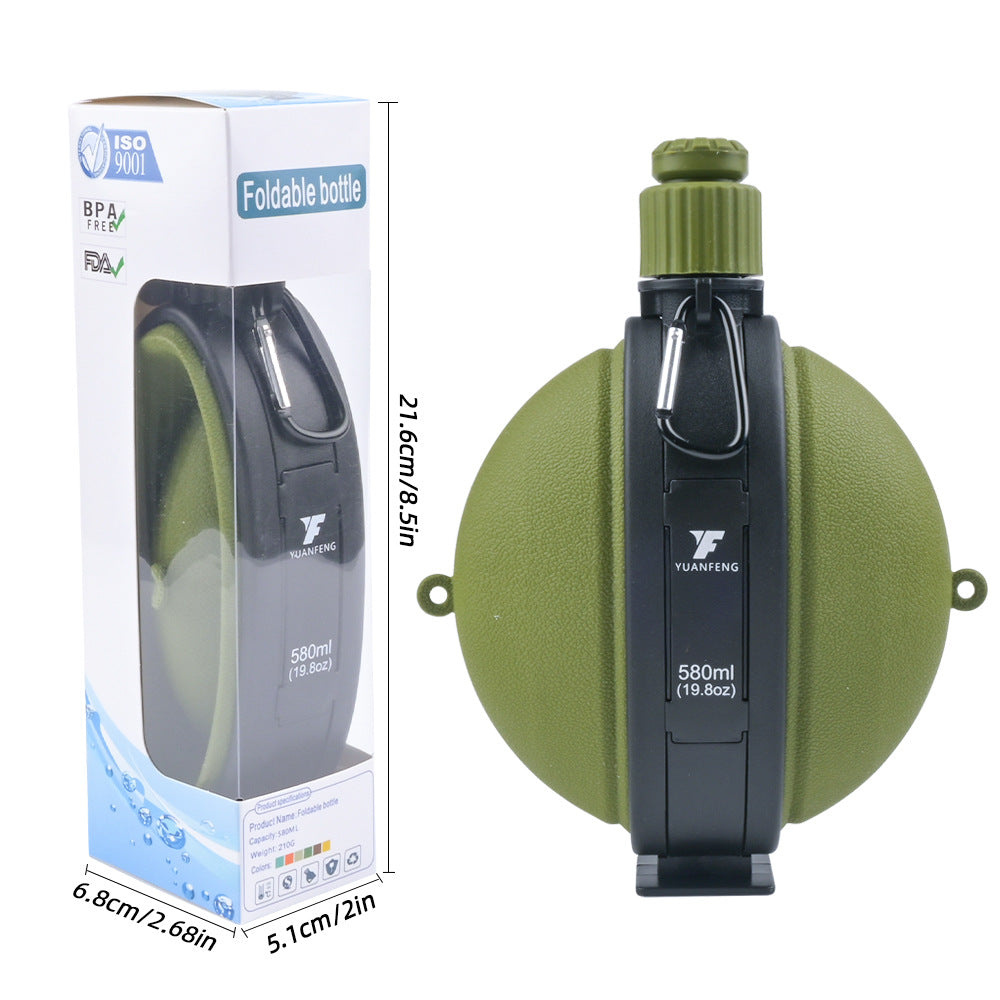 Portable with compass silicone water bottle