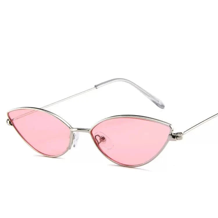 Cat-eye shape light sunglasses, metal small-frame colorful sunglasses