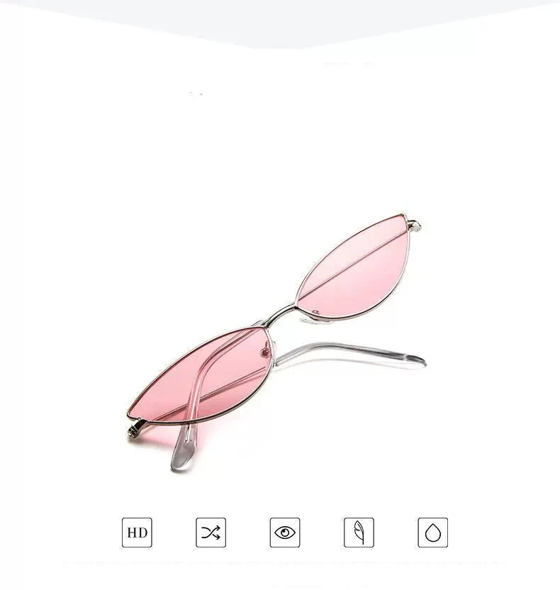 Cat-eye shape light sunglasses, metal small-frame colorful sunglasses