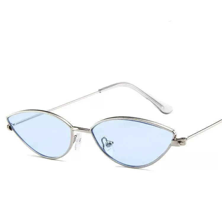 Cat-eye shape light sunglasses, metal small-frame colorful sunglasses