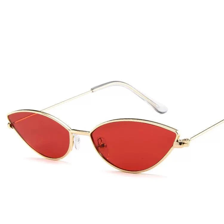 Cat-eye shape light sunglasses, metal small-frame colorful sunglasses