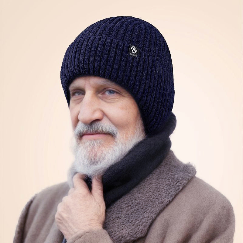 Winter wool knitted thickened warm outdoor elderly fleece hats