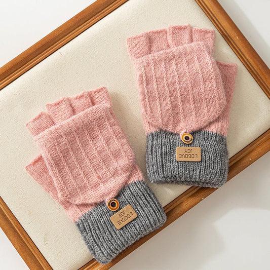 Flip Cover Knitted Half Finger Hand Gloves