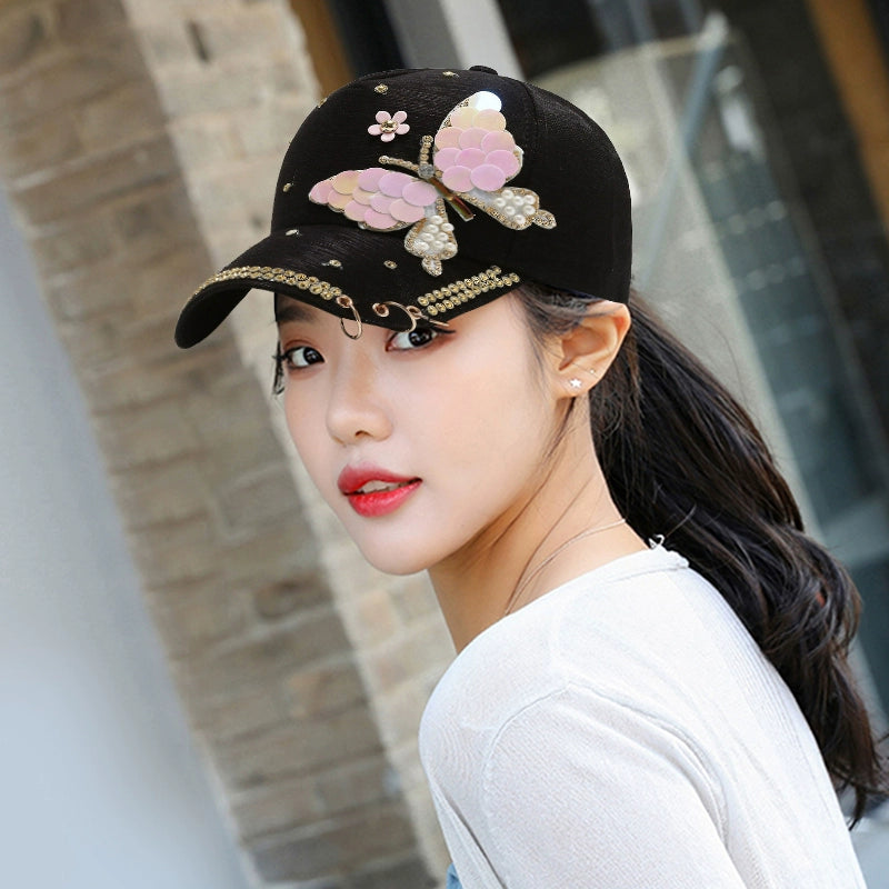 Women's summer sequins style sun protection cap