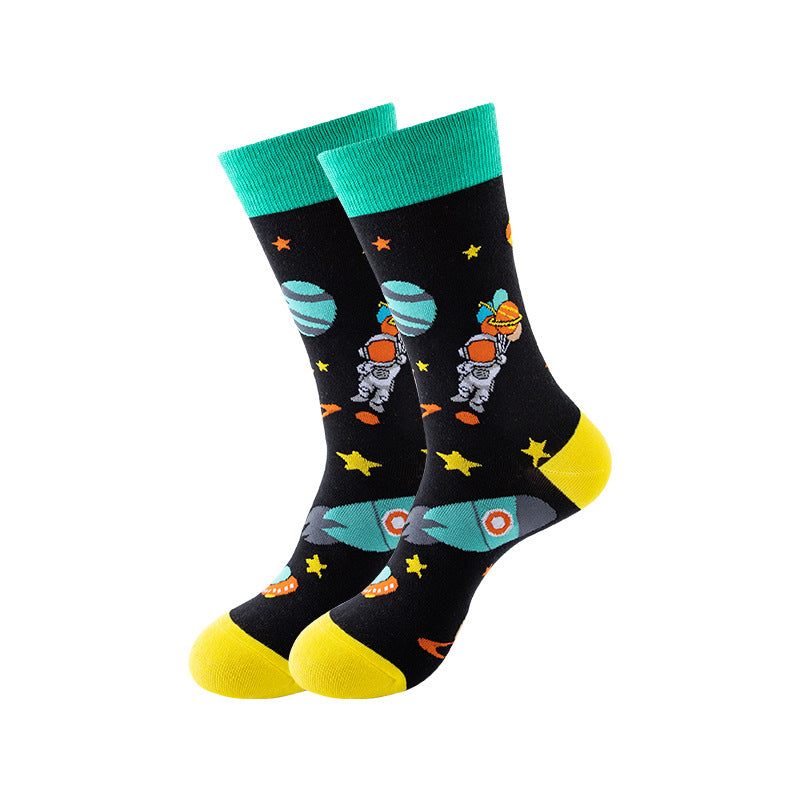 Cartoon color trend cotton autumn and spring socks for men & women