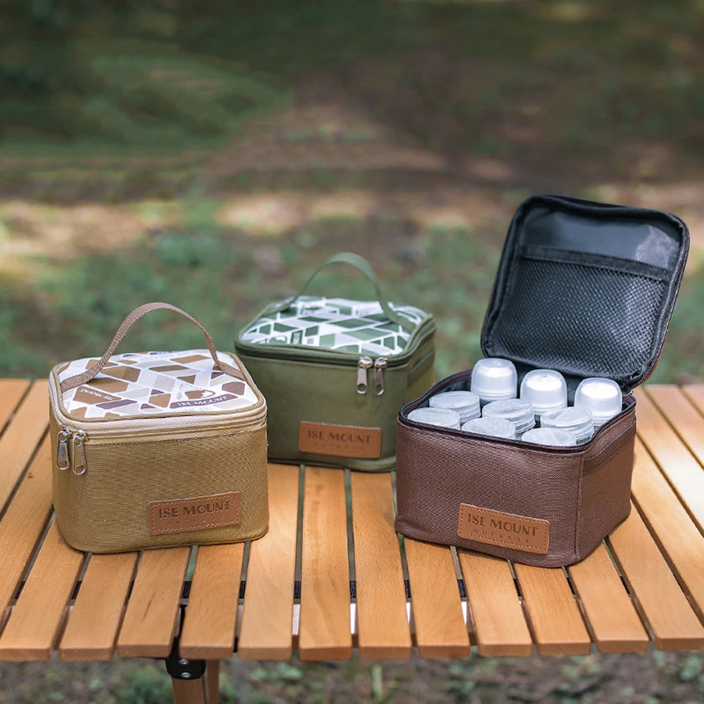 9PC Set Portable Camping Spice Storage Bag with Jars Organizer