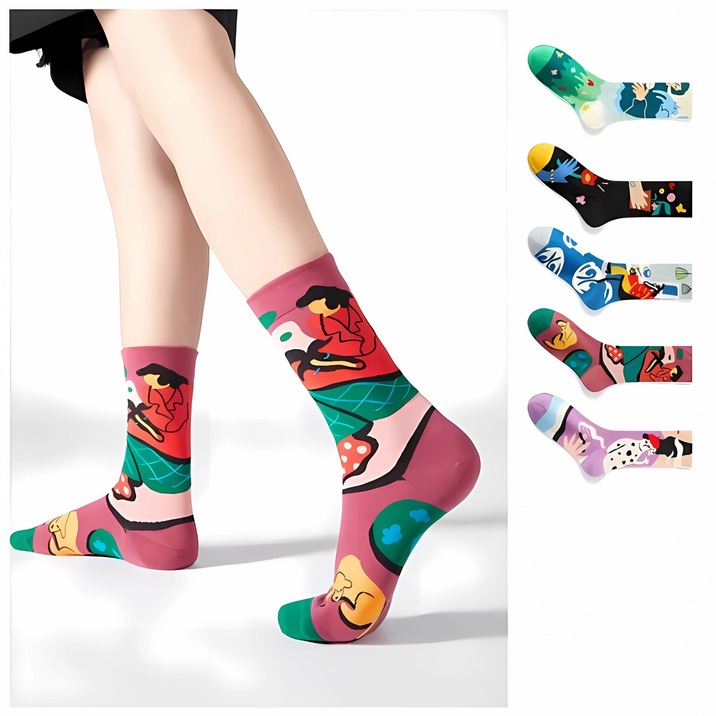 5 Pair set cartoon color trend Autumn and winter socks for men & women