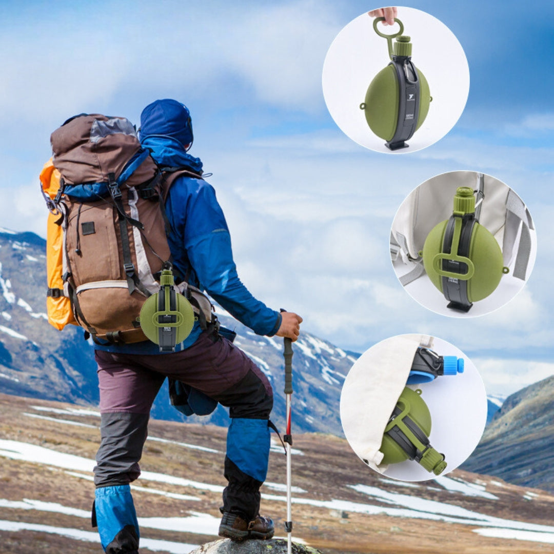 Portable with compass silicone water bottle