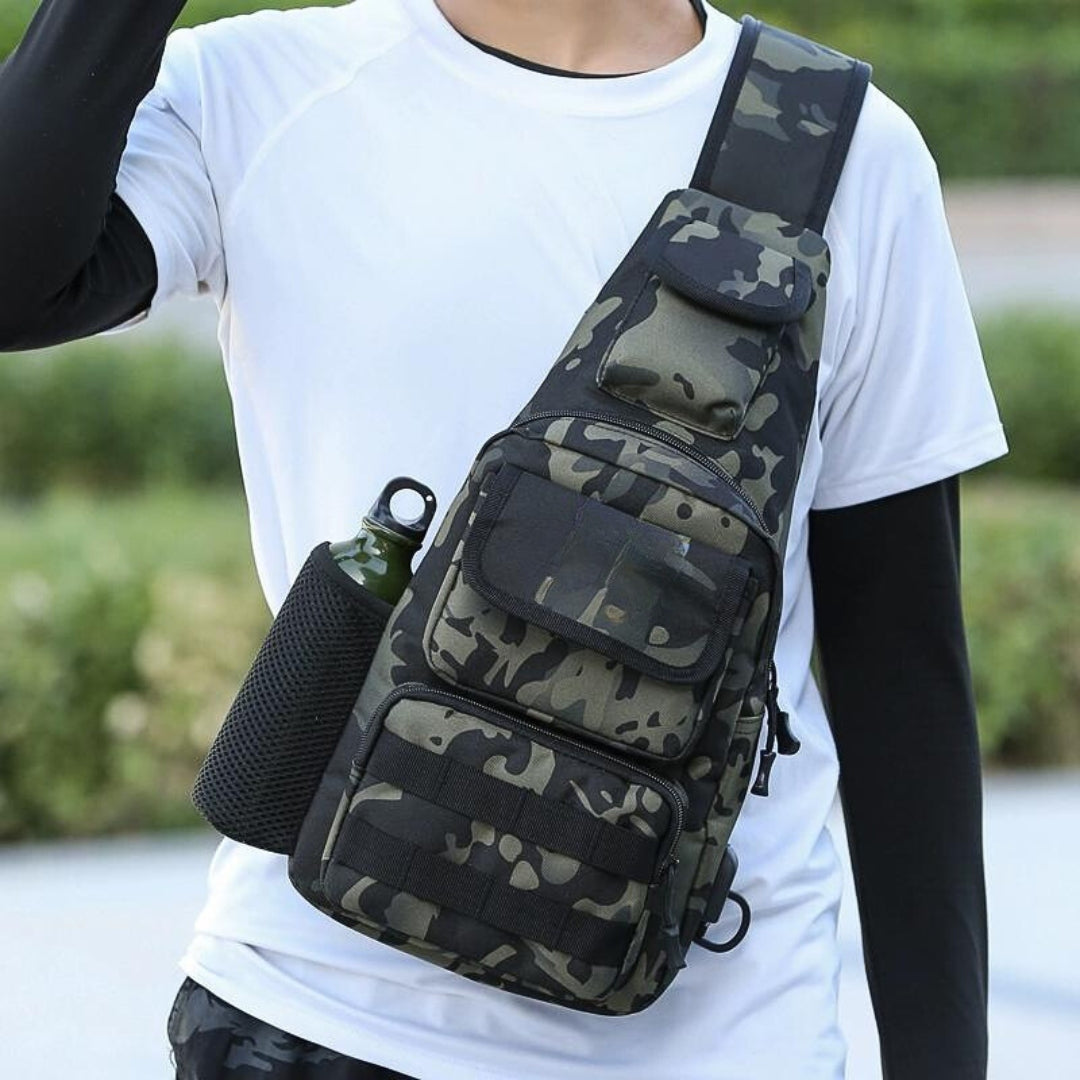 Camouflage tactical crossbody bag for travel and hiking