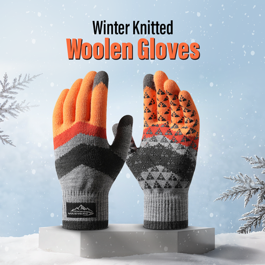 Winter Knitted Warm Fleece Outdoor Cycling Anti Slip Woolen Gloves