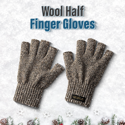 Winter knitted half-finger windproof woolen gloves