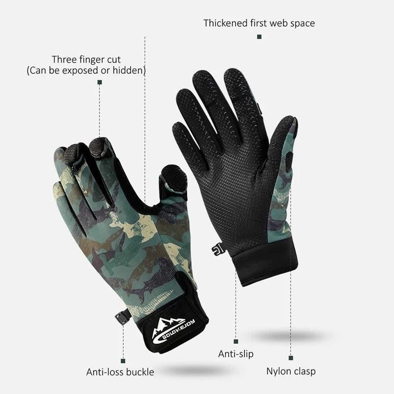 Men's Outdoor Ice Silk Finger Exposed High Elastic Anti-Slip Fishing Gloves