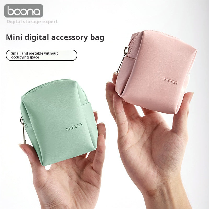 Baona leather mini portable multi-function digital storage bag