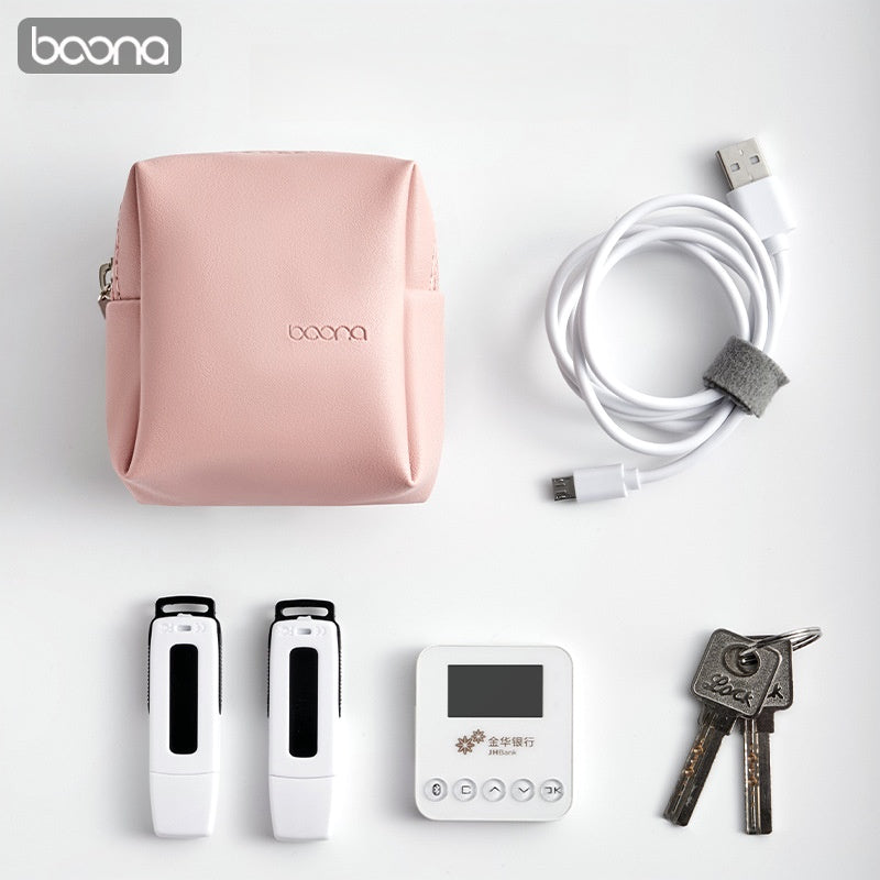 Baona leather mini portable multi-function digital storage bag