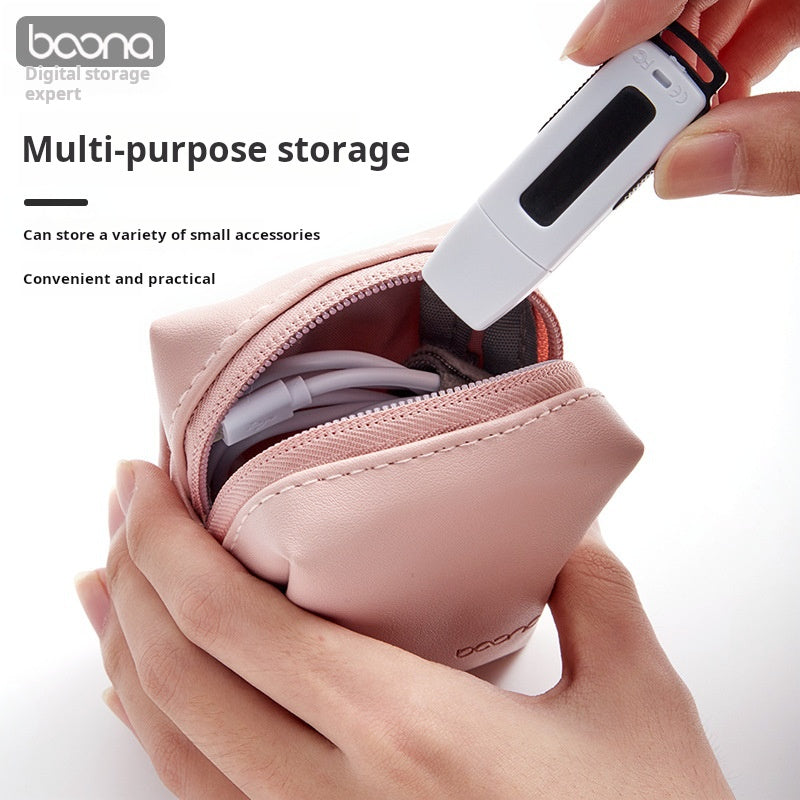 Baona leather mini portable multi-function digital storage bag