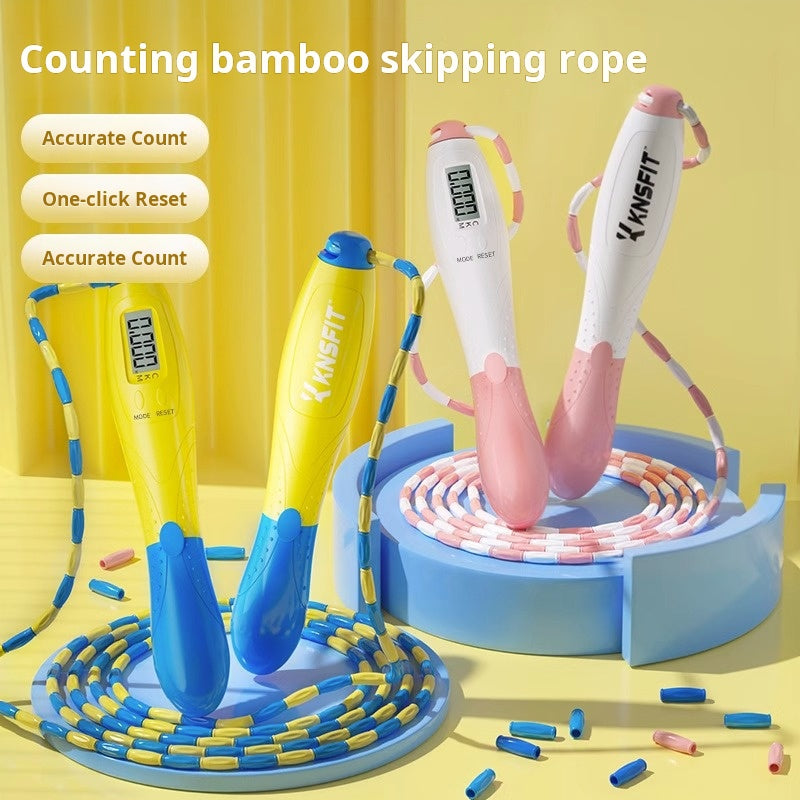 Children's electronic counting bamboo fitness skipping rope