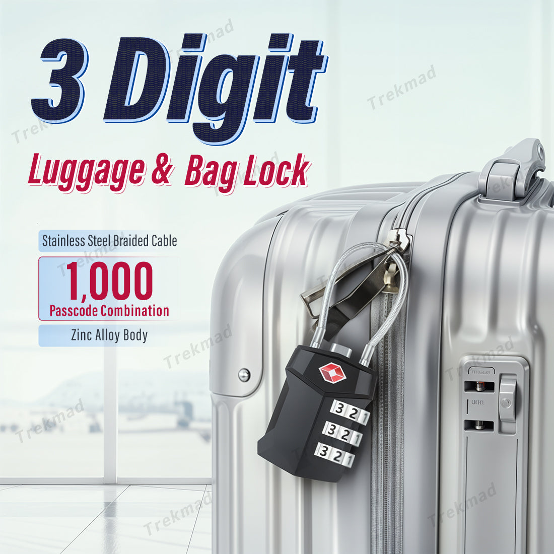 TSA Certified Custom combination lock for luggage & bags