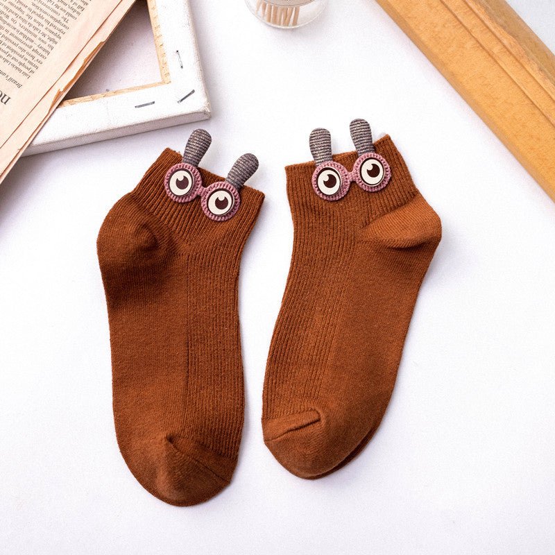 Japanese Style Big Eyes Cartoon Short Tube cotton socks