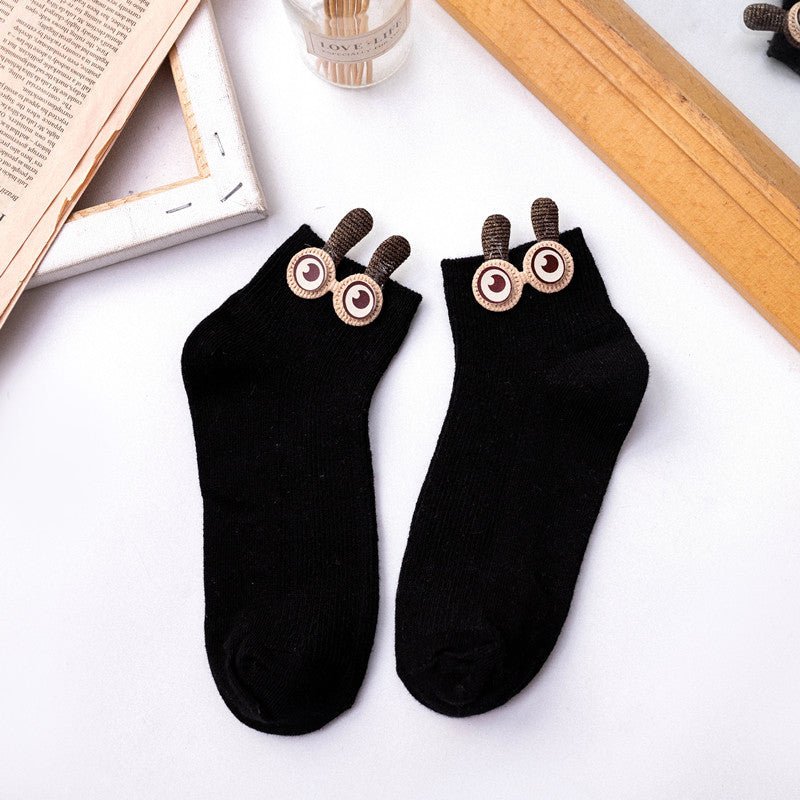 Japanese Style Big Eyes Cartoon Short Tube cotton socks