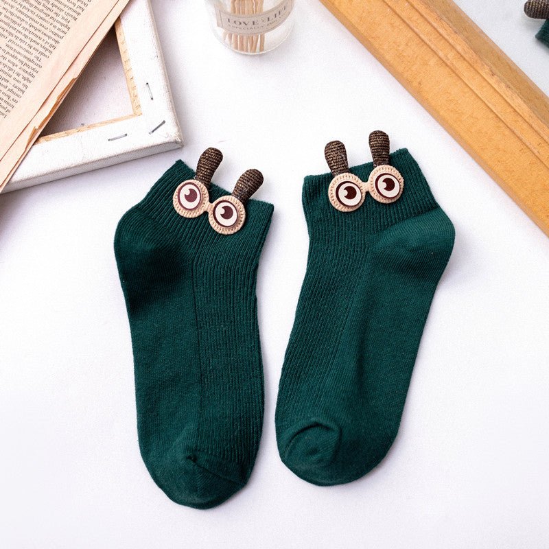 Japanese Style Big Eyes Cartoon Short Tube cotton socks