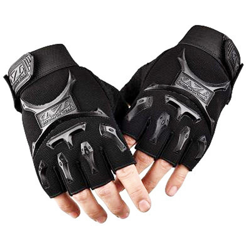 Half-finger gloves for boys fitness non-slip fingerless tactics military fan gloves training