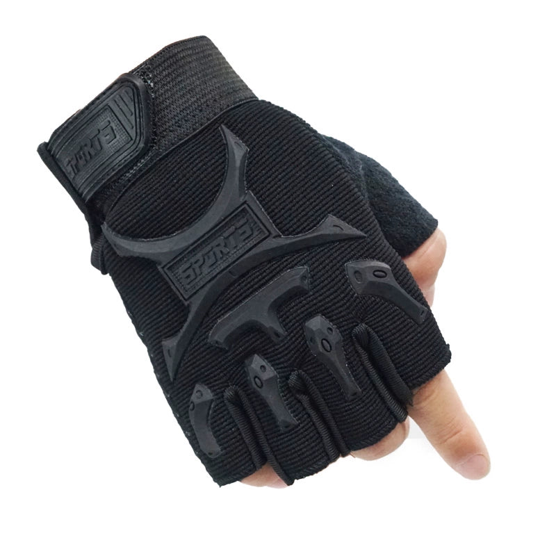 Half-finger gloves for boys fitness non-slip fingerless tactics military fan gloves training