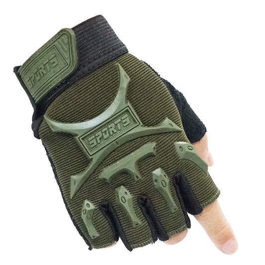 Half-finger gloves for boys fitness non-slip fingerless tactics military fan gloves training