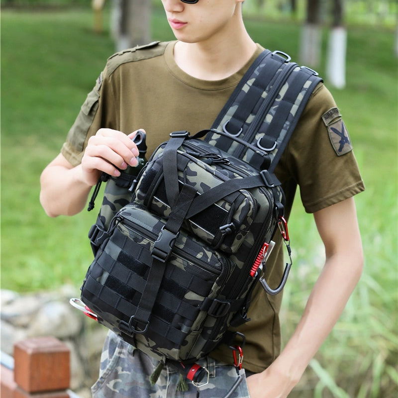 Multifunctional men's crossbody and shoulder backpack bag for travel and hiking